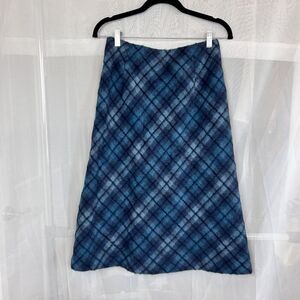 vintage eddie bauer wool mohair blend plaid midi skirt sz 6 preppy academia